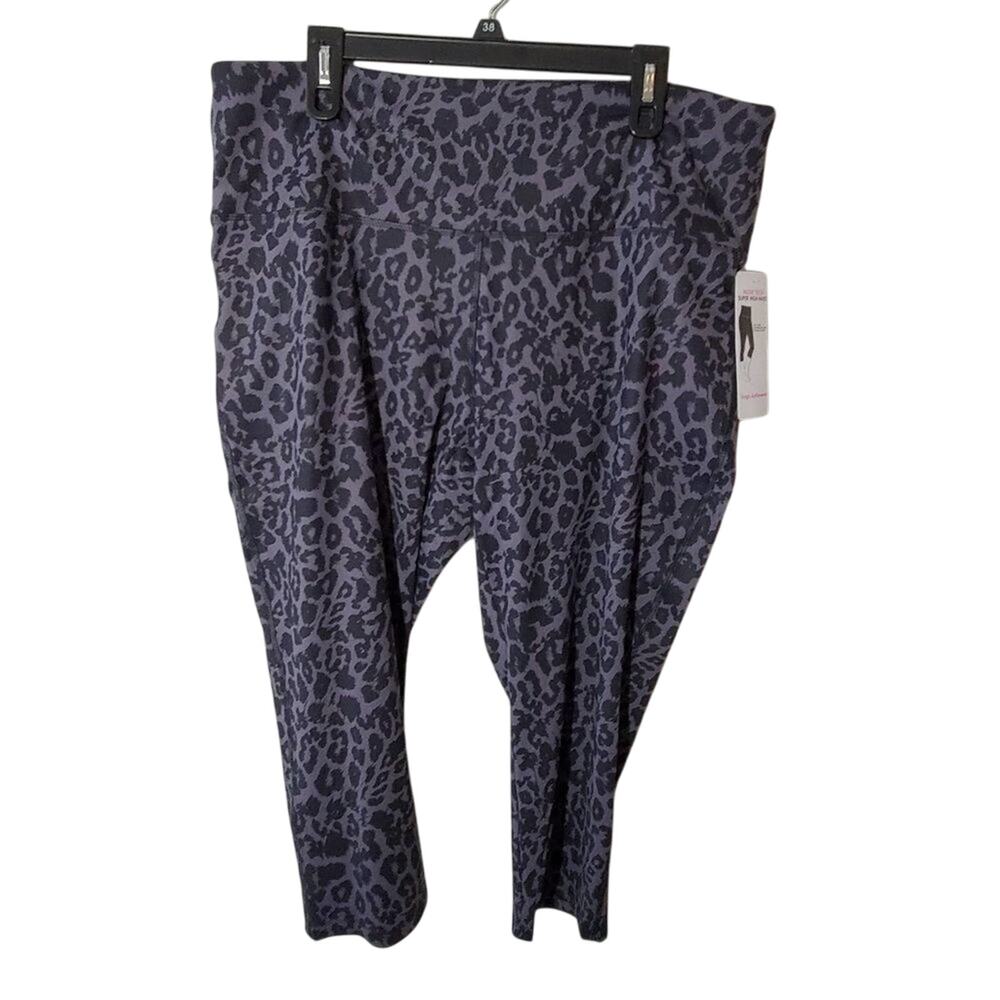 Vogo Athletica Nude Tech Super High Waist Leopard‎ Leggings Grey Black 3X NEW